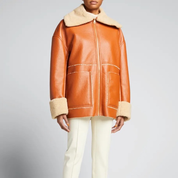 Nanushka Beryl Paneled Faux Shearling Jacket Size Small - Picture 8 of 16